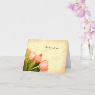 Tarjeta un montón de tulipanes rosados simple pensando en 