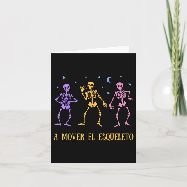 Tarjeta Un Mover El Esqueleto Funny Halloween Español (Anverso)
