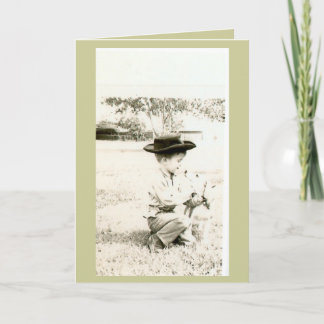 Tarjeta un muchacho y su primer perro