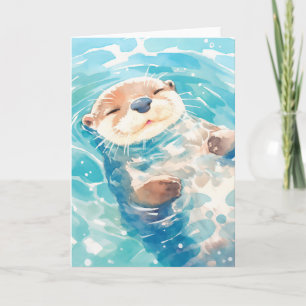 Tarjeta Un mundo acuático de una nutria linda