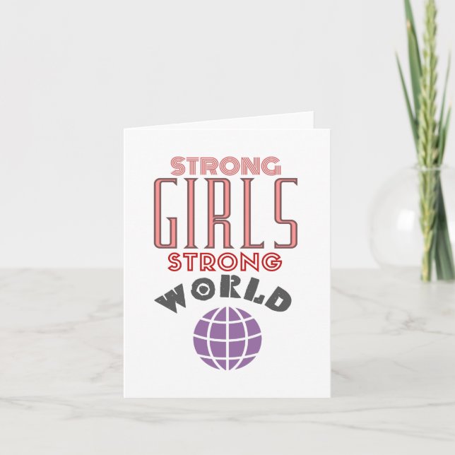 Tarjeta Un mundo fuerte de Chicas, feministas (Anverso)