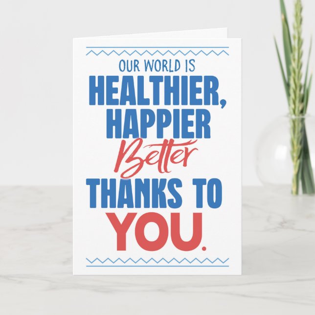 Tarjeta Un mundo más sano y feliz gracias a ti (Anverso)