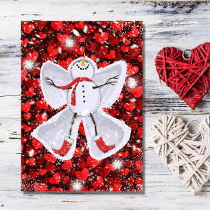Tarjeta Un muñeco de nieve haciendo cumpleaños al ángel de
