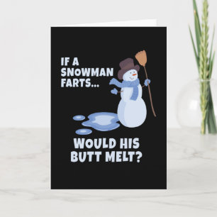 Tarjeta Un muñeco de nieve se tira un pedo de Navidad