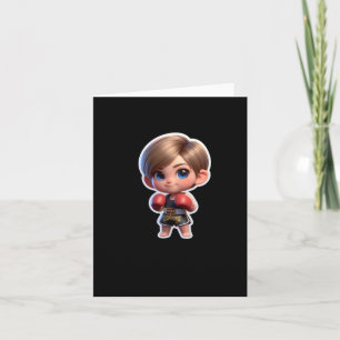 Tarjeta Un niño en un Pegatina deportivo de boxeo tailandé