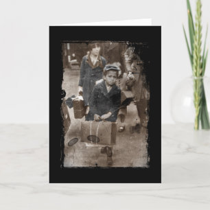 Tarjeta Un niño que atrapa una maleta