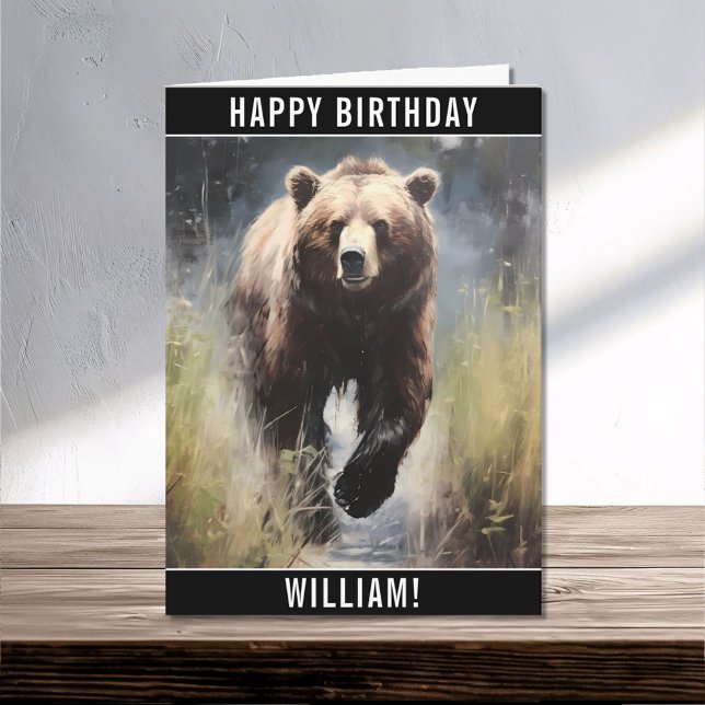 Tarjeta Un nombre de cumpleaños feliz para un oso pardo (Subido por el creador)