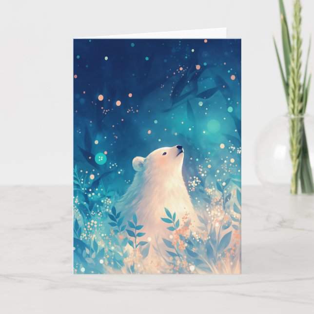 Tarjeta Un oso polar en una tierra de maravillas caprichos (Anverso)