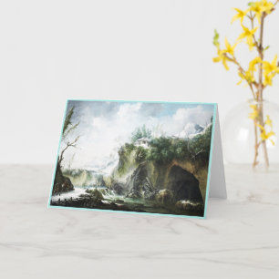 Tarjeta Un paisaje fluvial en invierno, Francesco Foschi