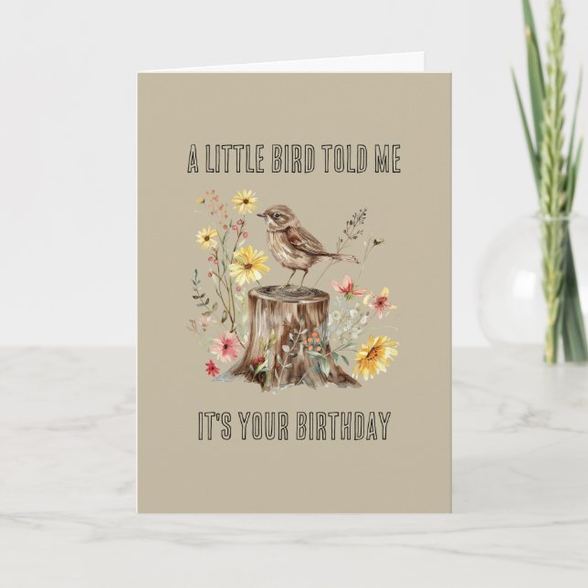 Tarjeta Un Pajarito Me Dijo Flores Cumpleaños (Anverso)