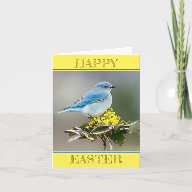 Tarjeta Un pájaro azul en primavera (Anverso)