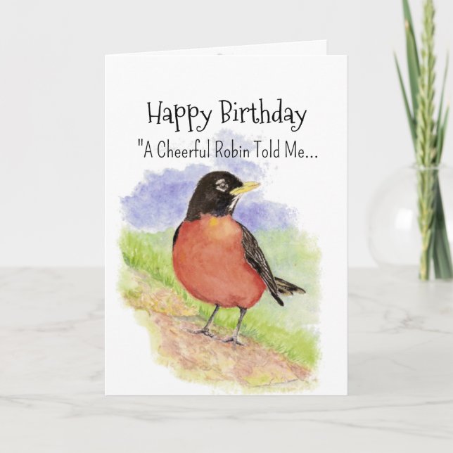 Tarjeta Un pájaro divertido de cumpleaños de Robin estadou (Anverso)