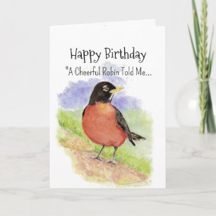 Tarjeta Un pájaro divertido de cumpleaños de Robin estadou