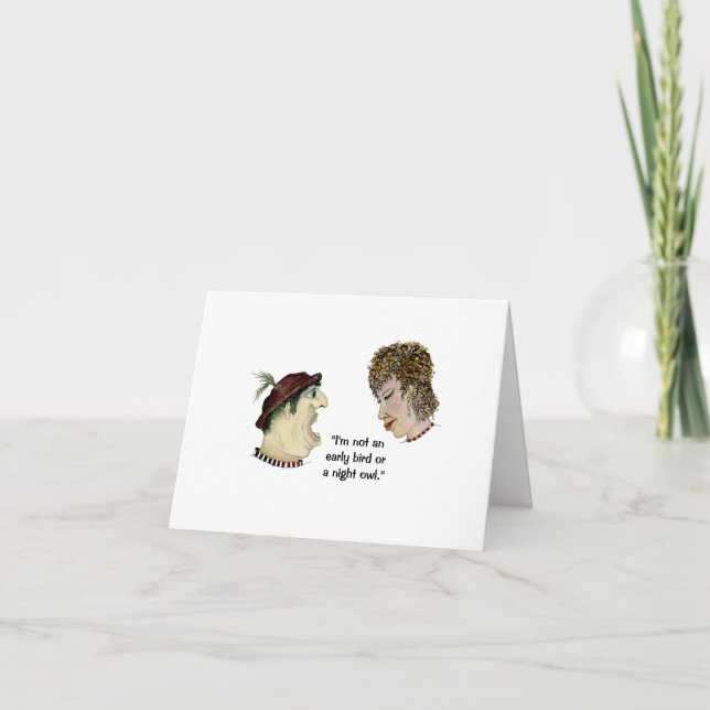 Tarjeta Un pájaro temprano o un búho nocturno cómico (Anverso)