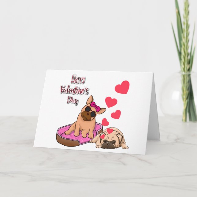 Tarjeta Un Par De Perros Enamorados Día De San Valentín (Anverso)
