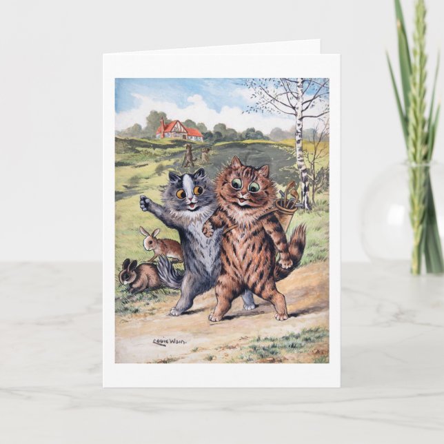 Tarjeta Un partido de golf, Louis Wain (Anverso)