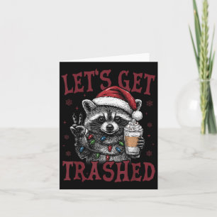 Tarjeta Un partido de Navidades de Raccoon Santa, lindo pe