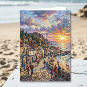 Tarjeta Un paseo marítimo de un pueblo de playa precioso  