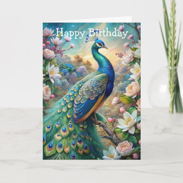 Tarjeta Un pavo real (Anverso)