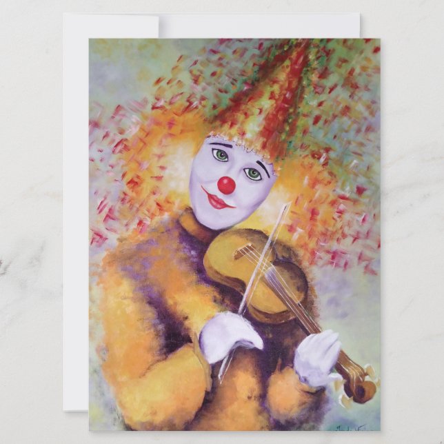Tarjeta Un payaso dulce tocando el violín (Anverso)