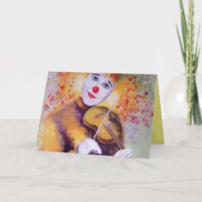 Tarjeta Un payaso dulce tocando el violín (Anverso)