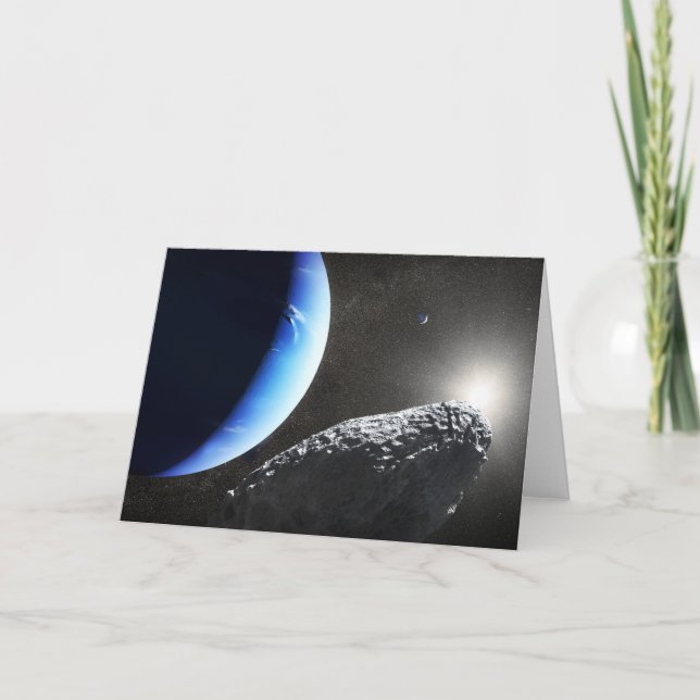 Tarjeta Un Pequeño Hippocamp De La Luna De Neptuno. (Anverso)