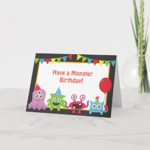 Tarjeta Un Pequeño Monstruo Feliz Cumpleaños