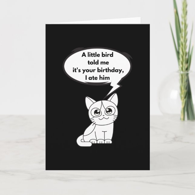 Tarjeta Un pequeño pájaro me dijo que es tu cumpleaños, me (Anverso)