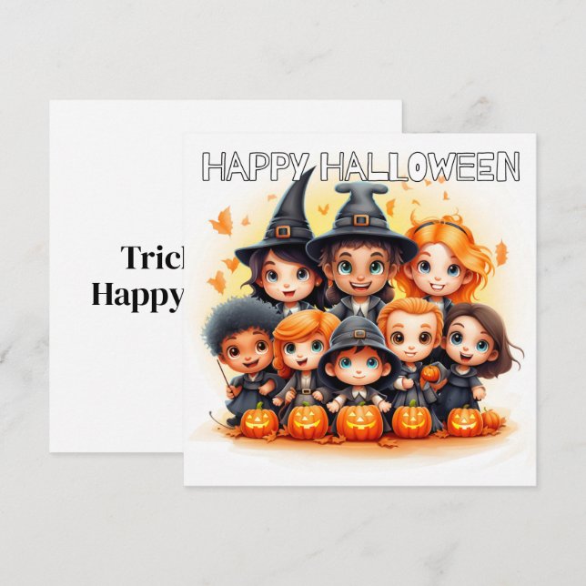 Tarjeta Un pequeño truco para tratar a los niños Feliz Hal (Anverso / Reverso)