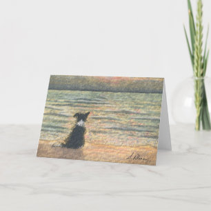 Tarjeta Un perro del border collie dice hola a la mañana