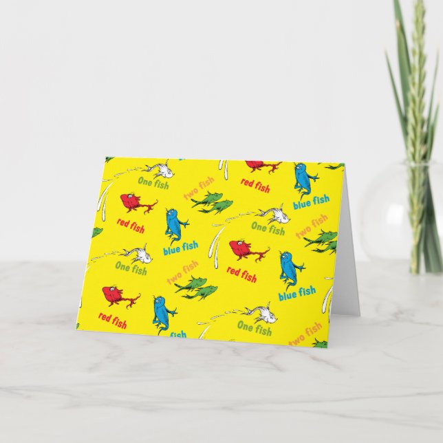 Tarjeta Un pez dos peces patrón amarillo (Anverso)