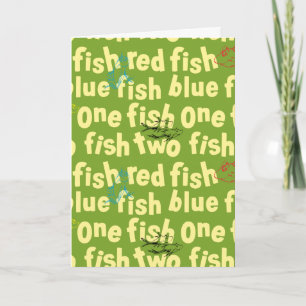 Tarjeta Un pez dos peces patrón de tipografía