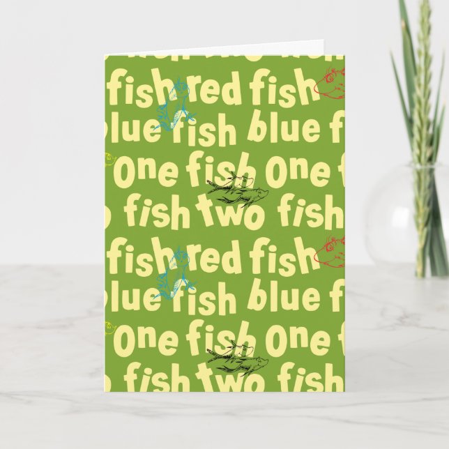 Tarjeta Un pez dos peces patrón de tipografía (Anverso)