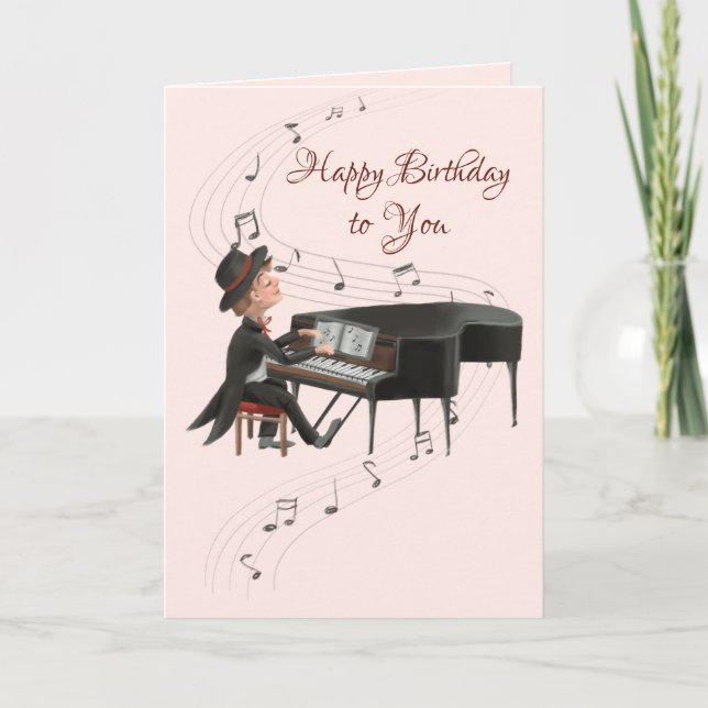 Tarjeta Un piano feliz cumpleaños canta a su esposa (Anverso)