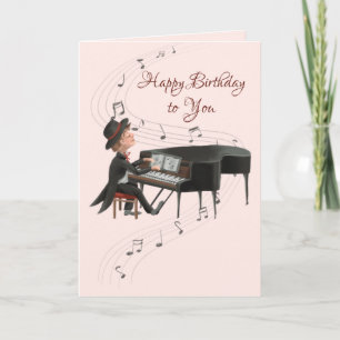 Tarjeta Un piano feliz cumpleaños canta a su esposa