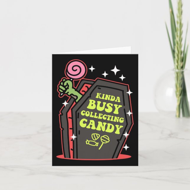 Tarjeta Un poco ocupado recogiendo Candy Halloween (Anverso)