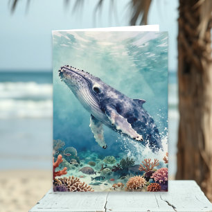 Tarjeta Un poema de cumpleaños con tema oceánico