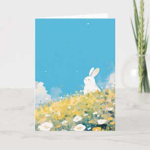 Tarjeta Un prado de conejos blancos