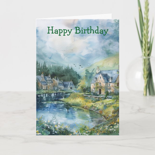 Tarjeta Un pueblo escocés tranquilo (Anverso)