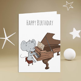 Tarjeta Un ratón pequeño tocando el piano feliz cumpleaños