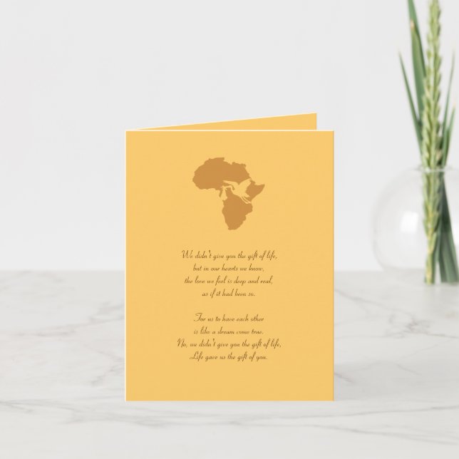 Tarjeta Un regalo africano de adopción de tu poema - ¡Pers (Anverso)