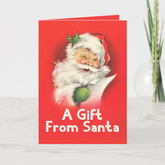 Tarjeta Un regalo de Santa Claus Vintage (Anverso)