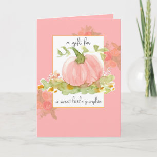 Tarjeta Un Regalo Para Bebé Dulce Flores De Calabaza Rosa