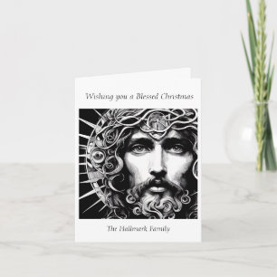 Tarjeta Un retrato de Jesús de Navidades en Gracia Etched