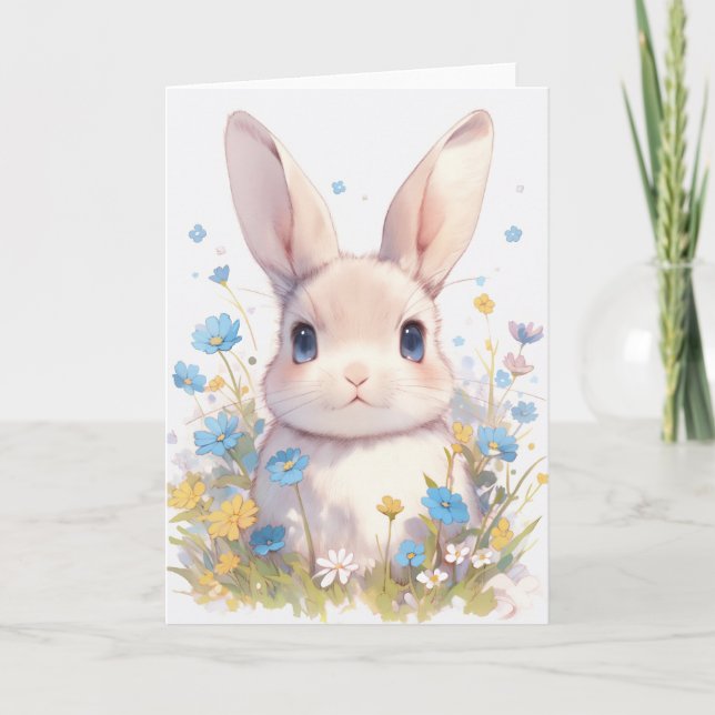 Tarjeta Un retrato de pradera de conejitos bebé (Anverso)