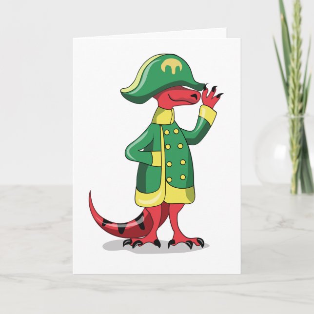 Tarjeta Un Rex De Tyrannosaur Personalizado Vestido Como N (Anverso)
