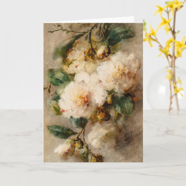 Tarjeta Un rociado de camellias por M. Roosenboom (flor amarilla)