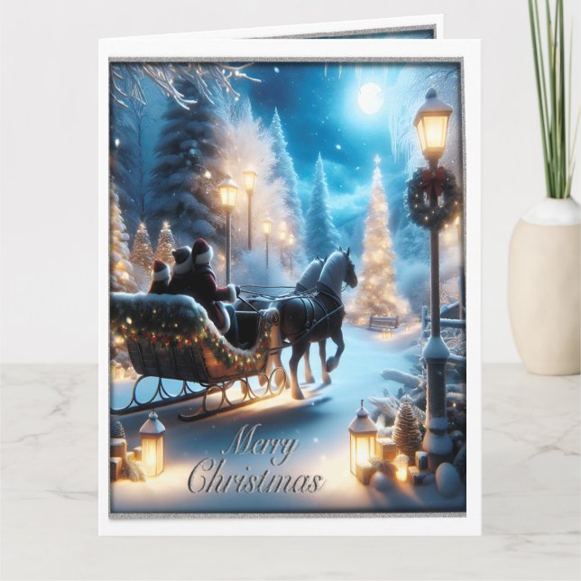 Tarjeta Un saludo de Navidades de una familia que viajan e (Anverso)