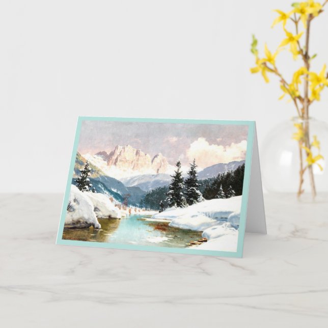 Tarjeta Un soleado día de invierno con vistas a los Dolomi (flor amarilla)