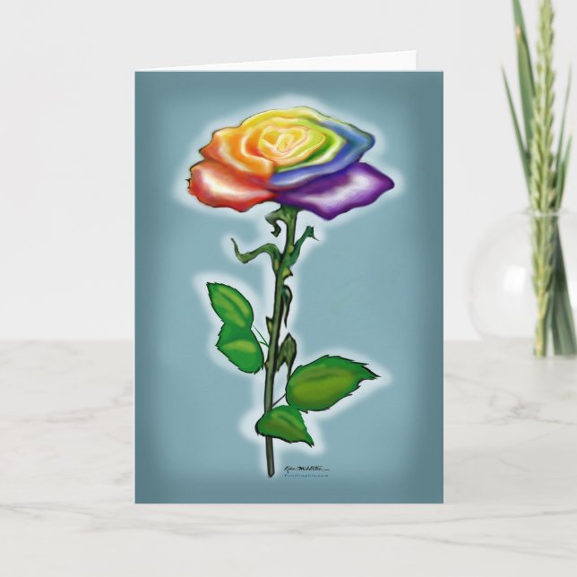 Tarjeta Un solo Rosa arcoiris (Anverso)